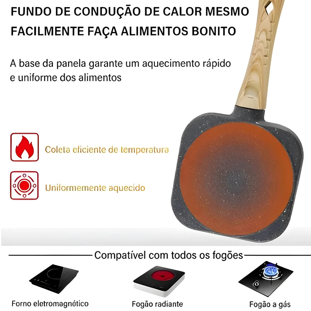 Frigideira Antiaderente Para Carne Frita Ovos Hamburguer Panela De Omelete Fundo de Comeia