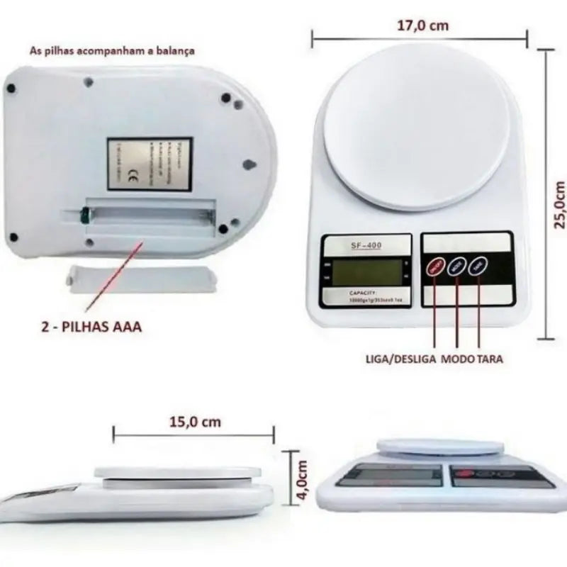 Balança Digital Cozinha Comida Precisão 3g a 10kg