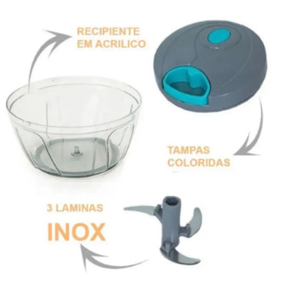 Multi Processador de Alimentos Manual Premium 3 Lâminas Inox