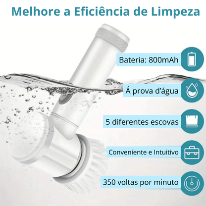 Escova de louça de Rotação Elétrica com 5 Escovas substituível, Escova de limpeza elétrica, Recarregável, 5 em 1