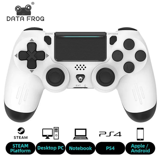 DATA FROG Controle de jogos compatível com Bluetooth para PS4/Slim/Pro, sem fio para PC, Joystick de vibração dupla para IOS/Android