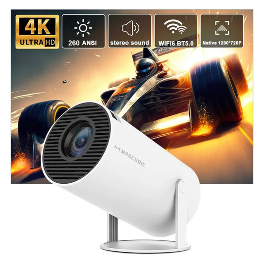 Magico-Projetor HY300 PRO 4K Android 11, WiFi duplo 6, 260ANSI, Allwinner H713, BT5.0, 1080P, 1280x720P, Cinema em casa, ao ar livre