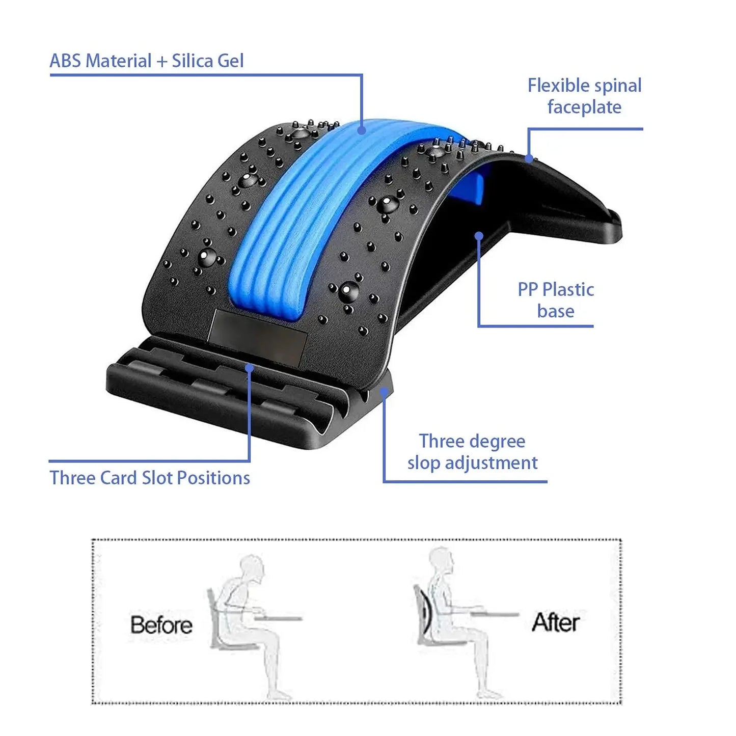 Massageador Ajustável Multi-Nível, Estalador de Costas, Quiropraxia Caseira, Lombar, Cervical, Suporte Coluna, Alívio da Dor